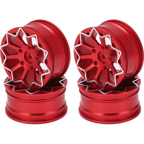 Roues de voiture RC 1:10, jantes universelles en alliage d'aluminium CNC, résistantes à l'usure et à la pression, moyeu rouge. (1/5)