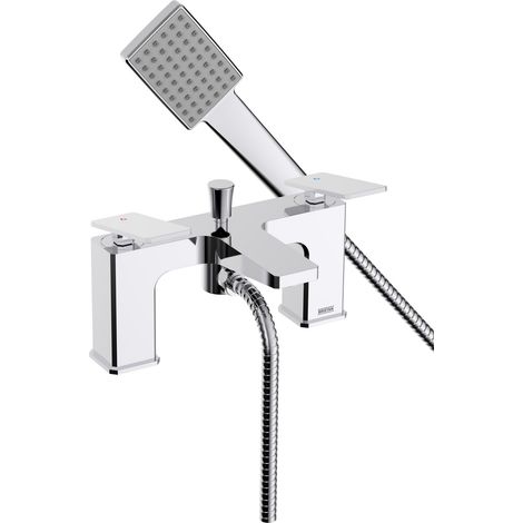 Bristan Delgado Deck Mounted Bath Shower Mixer Tap Hose + Shower Head DEL BSM C