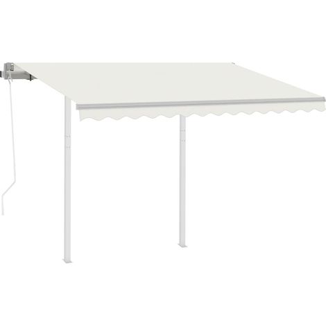 Maison Exclusive - Tenda da Sole Retrattile Automatica con Pali 3x2,5 m Crema (1/5)