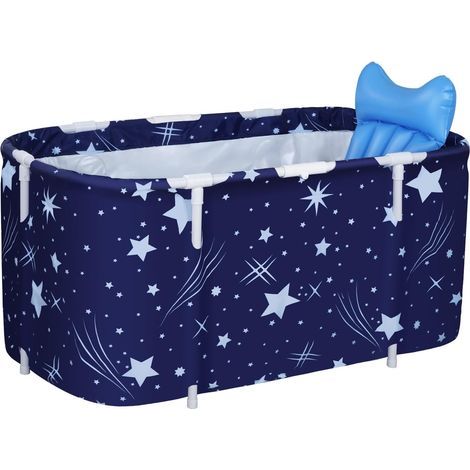 Foldable bathtub 125x55x54CM with cushion, foot pump, insulated cover and 2 drainage tubes for adults and children (1/5)
