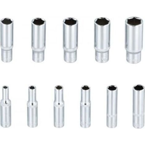 Lot de 11 Douilles Longues. Coffret Douille Longue. Jeu Hexagonales. 4-14mm. 50 mm long. Hexagonales - (1/5)