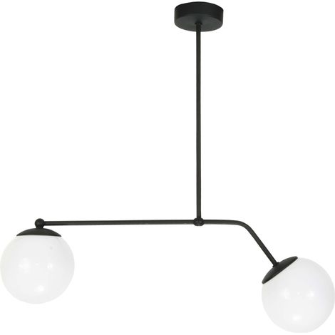 Plafonnier avec abat-jour noir et boules de verre, Calipso 13-828 (1/2)