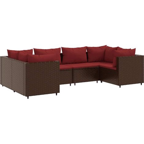Maison Exclusive - Set Mobili da Giardino 6pz con Cuscini in Polyrattan Marrone
