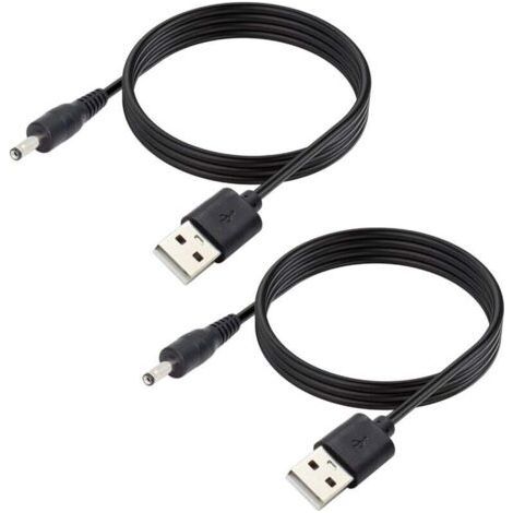 Paquete de 2 cables de alimentación de 5 V CC, USB 2.0 macho a CC de 5,5 mm x 2,1 mm macho, para routers, luces LED, altavoces y más, 1 m (1/4)