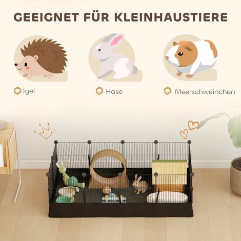 Enclos pour animaux avec plaques de sol, parc de jeu modulable 12 panneaux, tapis imperméable, 120x60x40 cm, noir (1/5)
