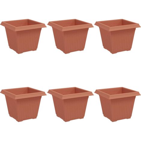 Maison Exclusive - Quadratischer Blumentopf 6 pcs Ziegelrot 20 x