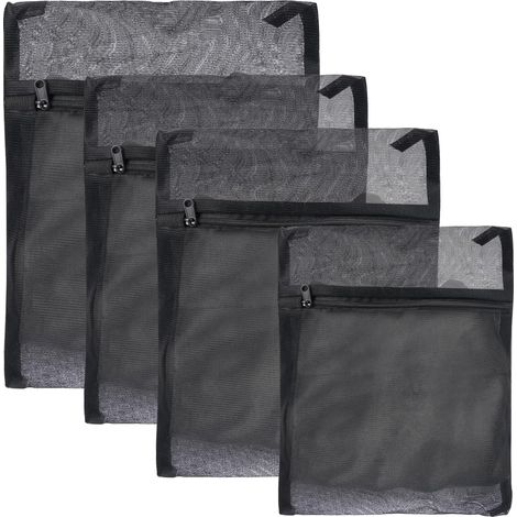 CCYKXA4 Pièces Sac Maille Noir pour Machine à Laver,Sacs à Linge en Maille Nid D'abeille avec Fermeture Éclair,Sachet de Lavage Machine a Laver,pour Délicat (1/5)