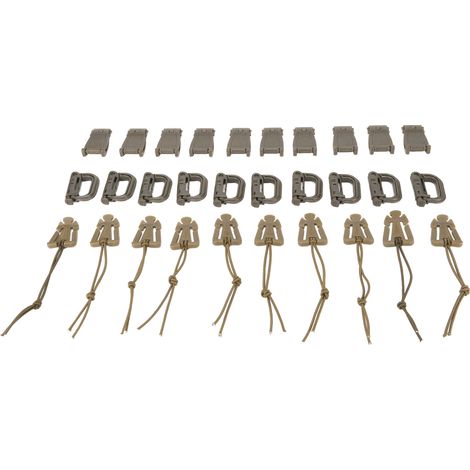 Lot de 30 sangles de fixation pour sac à dos, avec anneau en D, mousquetons verrouillables, sangle élastique dominante, outil de gestion de courroies, boucle, couleur tan (1/5)
