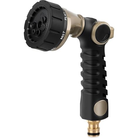 RESTMO Gartenbrause Metall Heavy Duty, Robuste Garten Wasserspritze zum Reinigen und Bewässern, Hochdruck Gartenschlauch Düse 7 Muster für Garten Bewässerung, Autowaschen (1/5)