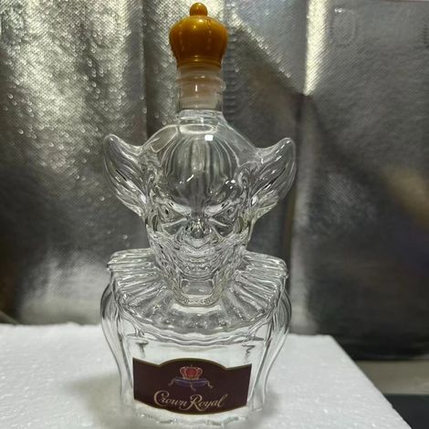 (B)JIE 2026 Nouvelle carafe en cristal Clown Maléfique avec Couronne - Bouteille d'alcool de style gothique unique, idéale pour les amateurs de whisky, d'Halloween et d'horreur (1/5)