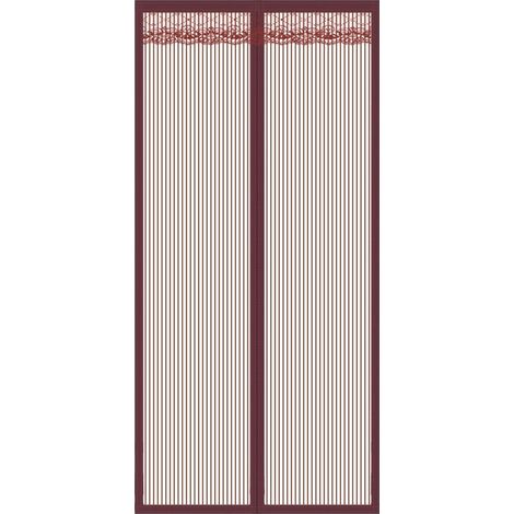 Moustiquaire de Porte Magnétique Rideau de Porte Antimoustique avec Fermeture Aimantée Sans Perçage pour Porte de Balcon, porte Cave, Porte de Terrasse (120 220cm) café rayé (1/4)