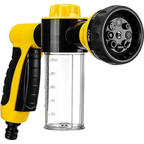 Lave-Auto Multifonctionnel à Haute Pression Pistolet à Eau Pistolet à Mousse -jaune (1/5)