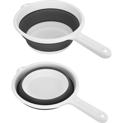 1 Pièce Louche à Eau Pliable en Silicone avec Poignée, Cuillère à Eau de Grande capacité, Cuillère de Bain peu Encombrante, Cuillère à Louche pour Cuisine Bain, Blanc/gris