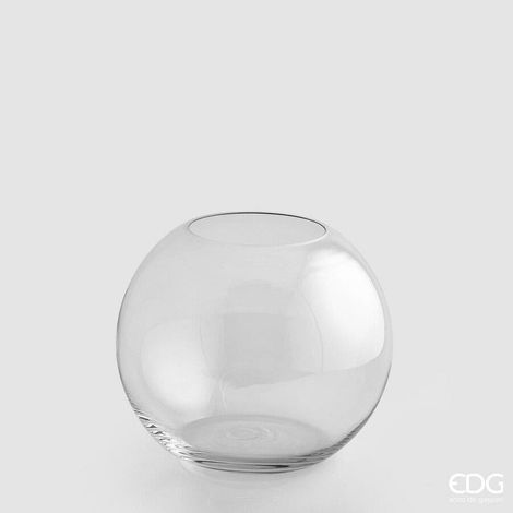 EDG Enzo De Gasperi Vaso Sfera H 20 Cm D 23 Cm Vetro Molato Natural Trasparente
