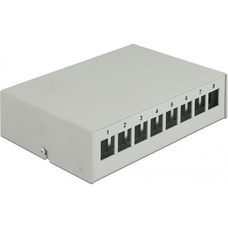 Delock Panel de conexiones Keystone de 8 puertos gris