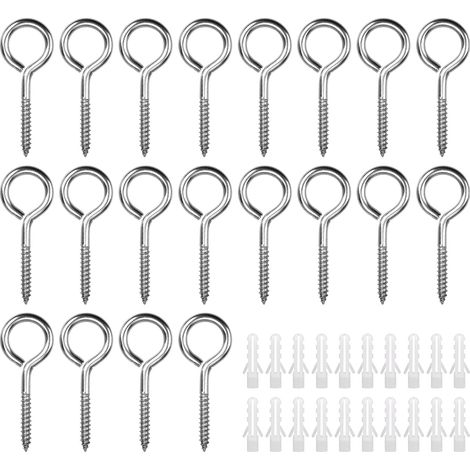 20 Pièces Œillets de Vis en Acier Inoxydable M5 x 65 mm Piton à Visser Lourde Vis à Œillet Crochet à Visser Argenté (1/5)