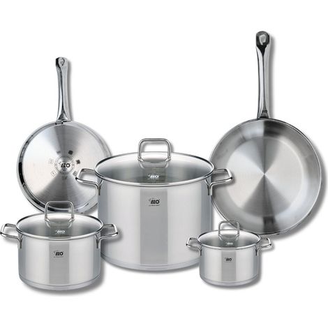 Ensemble de 2 Poêles de cuisson 24 et 28 cm et 3 faitouts 14, 20 et 26 cm Elo Profi Citrin (1/5)