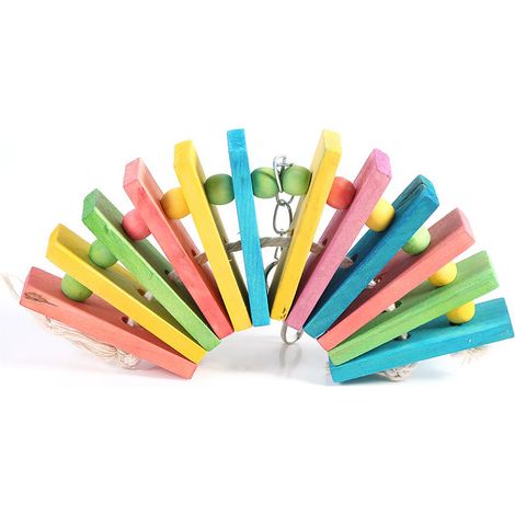 Jouet à mâcher en bois coloré pour perroquet, perruche calopsitte, balançoire pour cage, nouveau (1/5)
