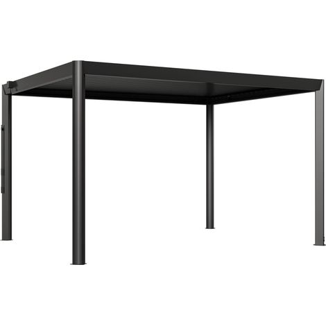 PRIMEYARD Pergola 4x3 m - Pfosten und Lamellendach aus Aluminium - anthrazitfarbene Terrassenüberdachung (1/5)
