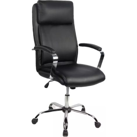 sedia ufficio "princeton" in ecopelle nera, 64x75x115-123 cm (1/4)
