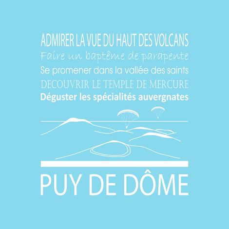 Tableau sur toile Puy-de-Dôme bleu clair 30x30 cm - Impression sur Toile Murale Décorative - Image imprimée en HD sur Toile - Toile sur Châssis en Bois FSC - Fabriqué en France (1/4)