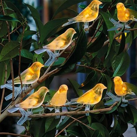 8 paquets de lumières d'oiseaux alimentées par le soleil, décoration de jardin mignonne lampe chaude d'animal, crépuscule sans fil à l'aube des lumières LED imperméables. (1/5)