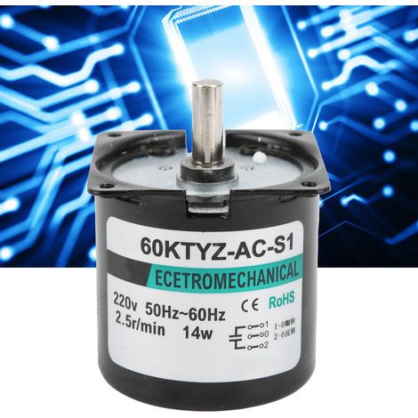 XD60KTYZ+ Wechselstrom-Synchronmotor mit Halterung, 14 W, Permanentmagnet, niedrige Drehzahl, bidirektional, hohes Drehmoment und Exzenterwelle, 2,5 U/min, 220 V Wechselstrom. (1/5)