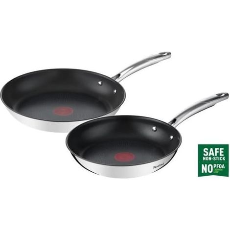 Tefal G732S255 Set aus Edelstahlpfannen 24 und 28 cm