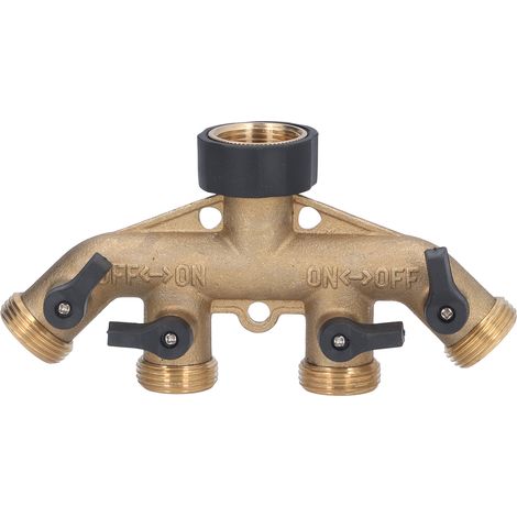 Distributeur de robinet à 4 voies en laiton pour arrosage de jardin, filetage UE 3/4". (1/5)