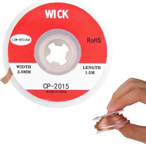Tresse à souder avec flux sans nettoyage, mèche à dessouder en cuivre de haute pureté pour réparation de circuits imprimés, bricolage électronique et retrait de composants