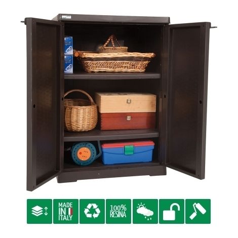 Armadio/Mobile/Mobiletto in resina versione bassa Polyrattan-line wenge - 6251-26 (1/2)