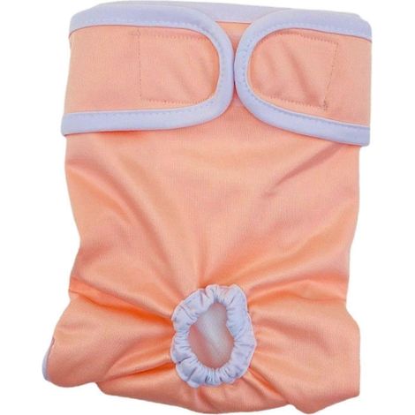 Couches pour chiennes, sous-vêtements pour animaux, lavables, respirants, faciles à enfiler, résistants, imperméables et absorbants. Vêtements pour chats ajustables.-Orange L (1/5)