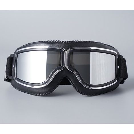 Occhiali da moto,occhiali da motocross,occhiali sportivi retrò,occhiali da moto da uomo,adatti per motociclismo,sci (neri con lenti argento) (1/5)