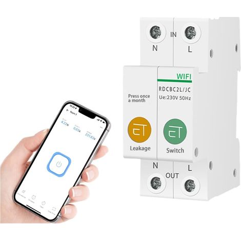 Moniteur d'énergie domestique intelligent Relais de tension Wifi disjoncteur intelligent avec compteur d'énergie 1/2P Protection contre les fuites for commutateur de télécommande de maison intelligent (1/5)