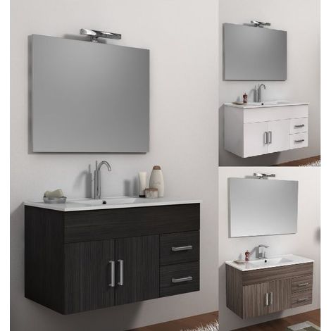 Bagno Italia Arredo Bagno 100 cm mobile sospeso moderno colori bianco con lavabo in ceramica Mobili (1/4)