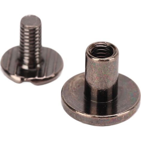 200 Rivets en Laiton pour Travail du Cuir 9.5x8mm, Tête Ronde, Fixations Chicago Vis Noir Argent pour Créations DIY (1/5)