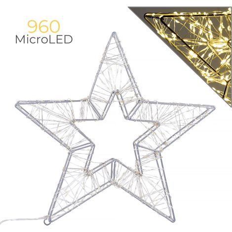 STELLA LUMINOSA IN ALLUMINIO CON 600 MICRO LED A LUCE CALDA FISSA - PERFETTA PER DECORAZIONI NATALIZIE E ILLUMINAZIONE DI INTERNI ED ESTERNI (1/4)