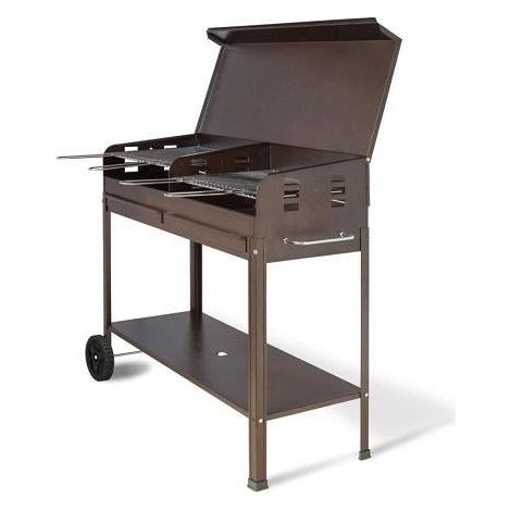 Holzkohlegrill "Polifemo" mit verstellbarem Grillrost, Rädern und Deckel "Made in Italy -100 x 40 x h 90 cm (1/4)