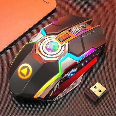Souris gaming sans fil - 2,4 GHz, 1600 DPI, éclairage RGB, rechargeable, silencieuse - YINDIAO Noir (1/2)