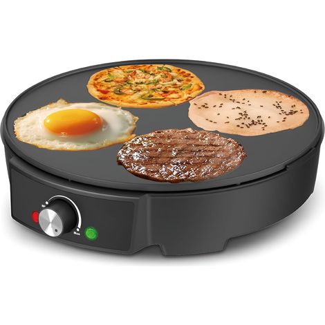 Crêpière et poêle à pâtisserie électrique, appareil petit-déjeuner portable avec température réglable, cuisson des œufs et desserts à la maison (1/5)