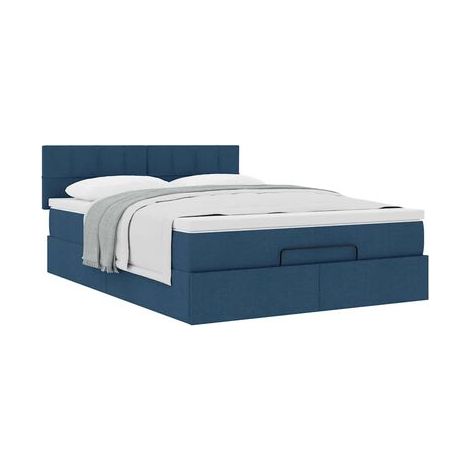 Cadre de lit coffre, matelas bleu, 140 × 200 cm, tissu, espace de rangement généreux, tissu doux et respirant, meuble de chambre, design contemporain, montage facile (1/5)
