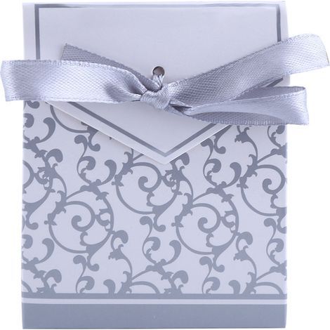 10 pochettes cadeaux argentées avec ruban, boîtes de bonbons pour mariage ou fête, 10 pièces. (1/5)