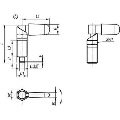 KIPP Sperrriegel M20 D=8 SW1=20 Form C Kappe ohne Mutter (1/2)