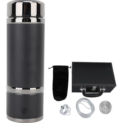 Bouteille d'eau à hydrogène 420 ml Technologie PEM SPE Générateur d'eau riche en hydrogène portable Tasse isolée pour la famille et le fitness Noir (1/5)