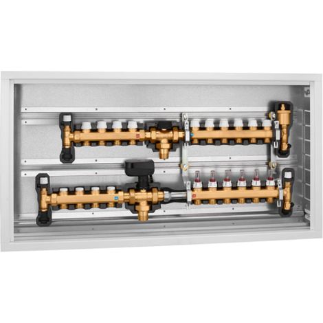 Gruppo di commutazione e distribuzione impianto a pannelli radianti, 9 x 3/4" M deriv. pannelli Caleffi 6640I1  1" M
