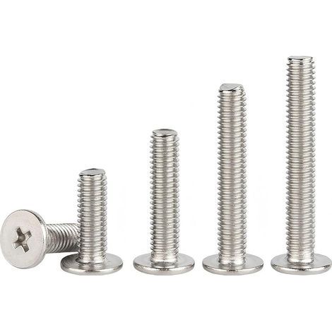 20 Pièces Mince Vis à Tête Cruciforme à Tête Ronde Plate M3 x 10mm Boulons de Connexion pour Meubles, Vis en Acier Inoxydable 304 (1/5)