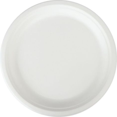 Assiette ronde blanche en canne à sucre Ø 26 cm - 800 unités - Betik (1/3)