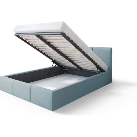 Lit Double Tesia 140x190 + Coffre - Sommier inclus Mint (1/5)