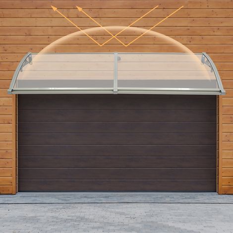 Tenda 20060 per ingresso porta con grondaia, tende per porte, copertura esterna finestre con supporto plastica-acciaio, copertura policarbonato, protezione UV, pioggia, protezione neve per casa (1/5)