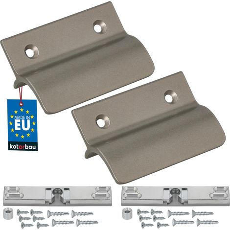 KOTARBAU® Lot de 2 Poignée Porte Fenetre avec Loqueteau - Aluminium - Argent - Poignee de Baie Vitree Coulissante - Poignée de Porte de Terrasse avec Entretoise et Loqueteau (1/4)